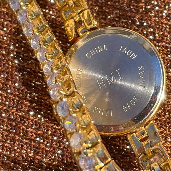 Hmi Women's Gold Stone Studded Formal Dress Watch 1950's 1950s